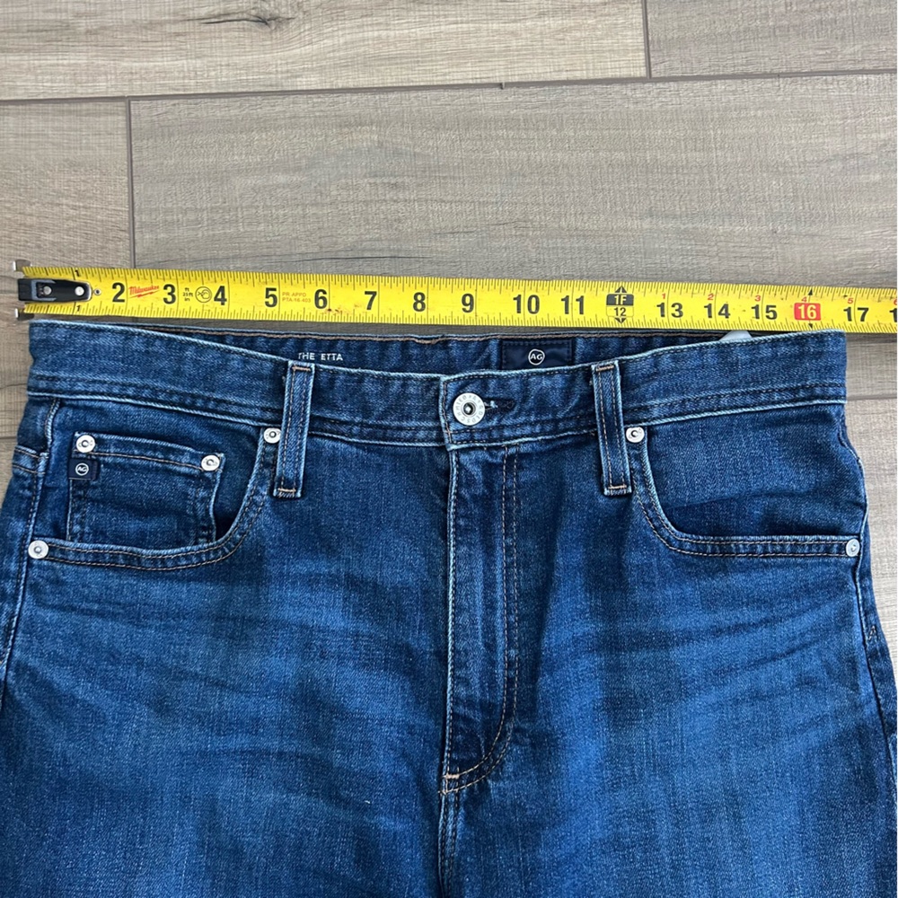 AG Adriano Goldschmied The Etta High Rise Crop Two Tone Raw Hem Wide Leg 32 Blue - Picture 8 of 10